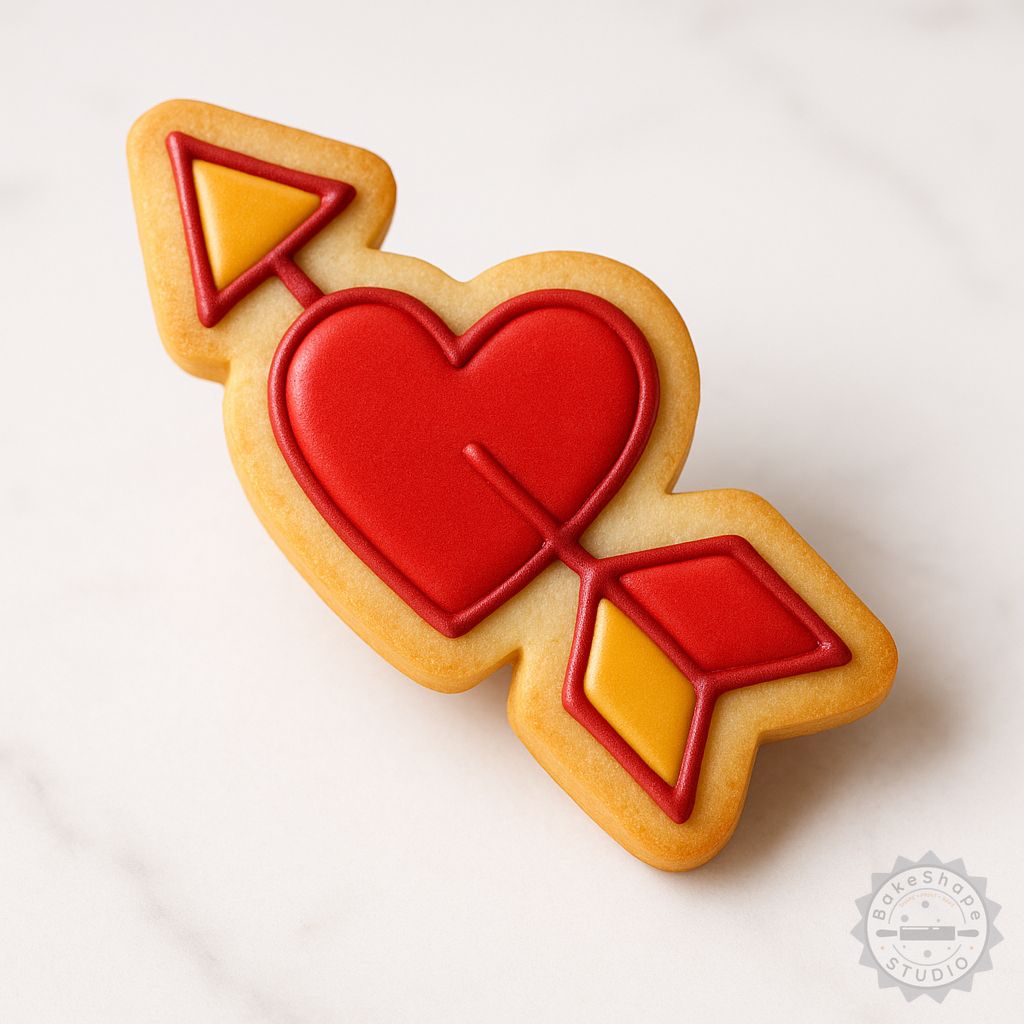 Heart arrow cookie cutter and stamp STL set for 3D printing with small, medium, and large sizes