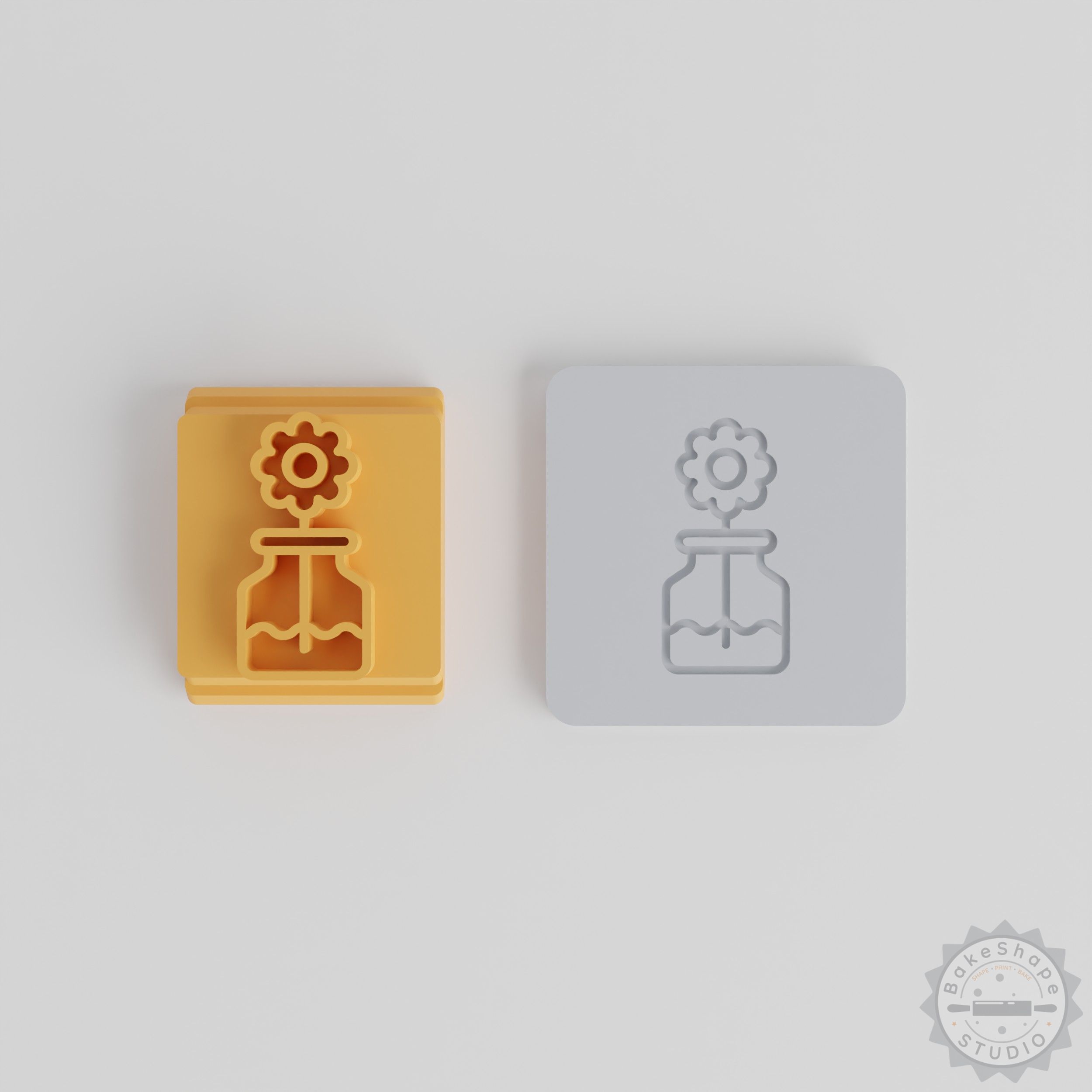 "Daisy in Jar Stamp Tile Set - 5 Sizes for Clay, Cookies, Fondant"