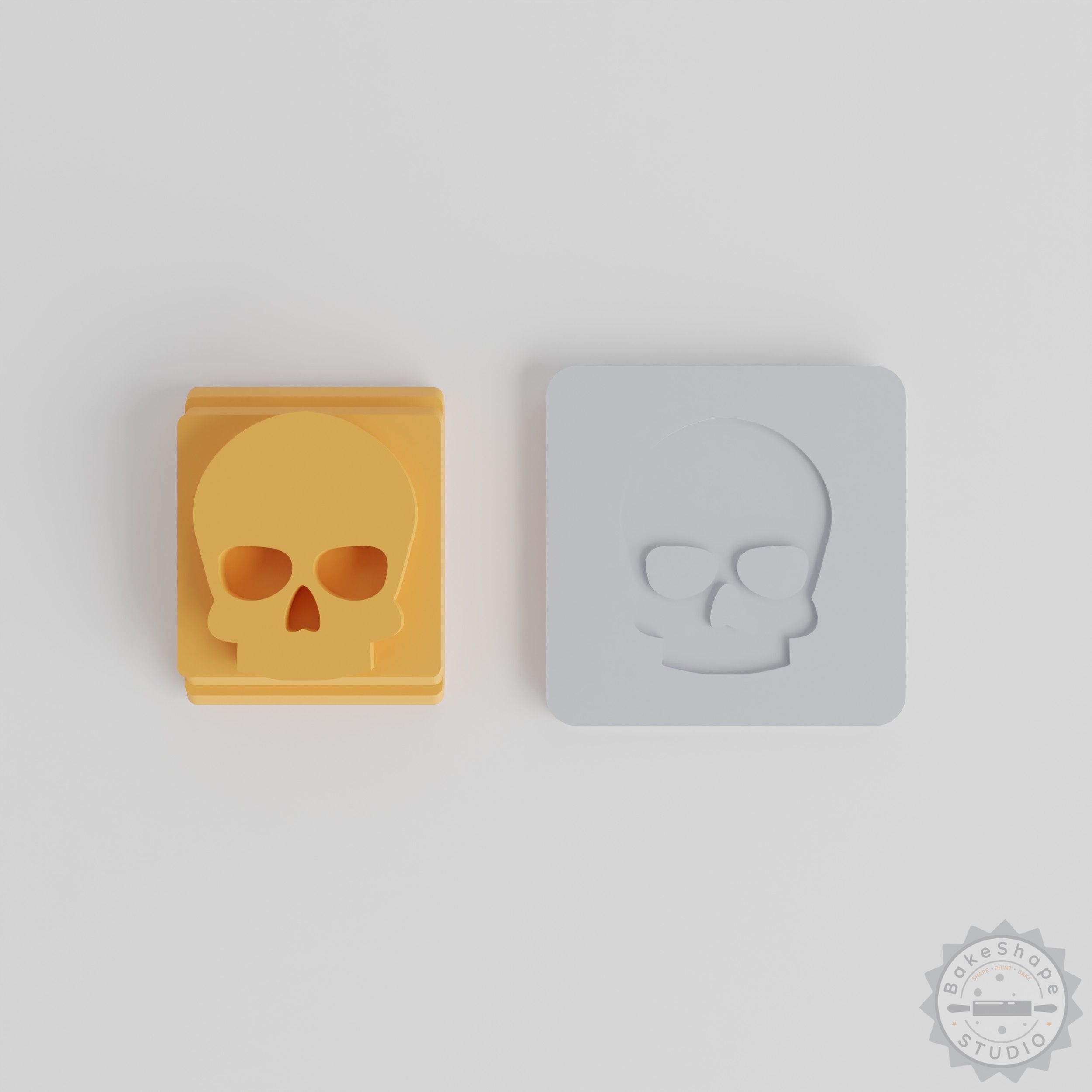 Skull Stamp Tile Set, 5 Sizes, Perfect for Clay & Fondant, Danger Skull Design