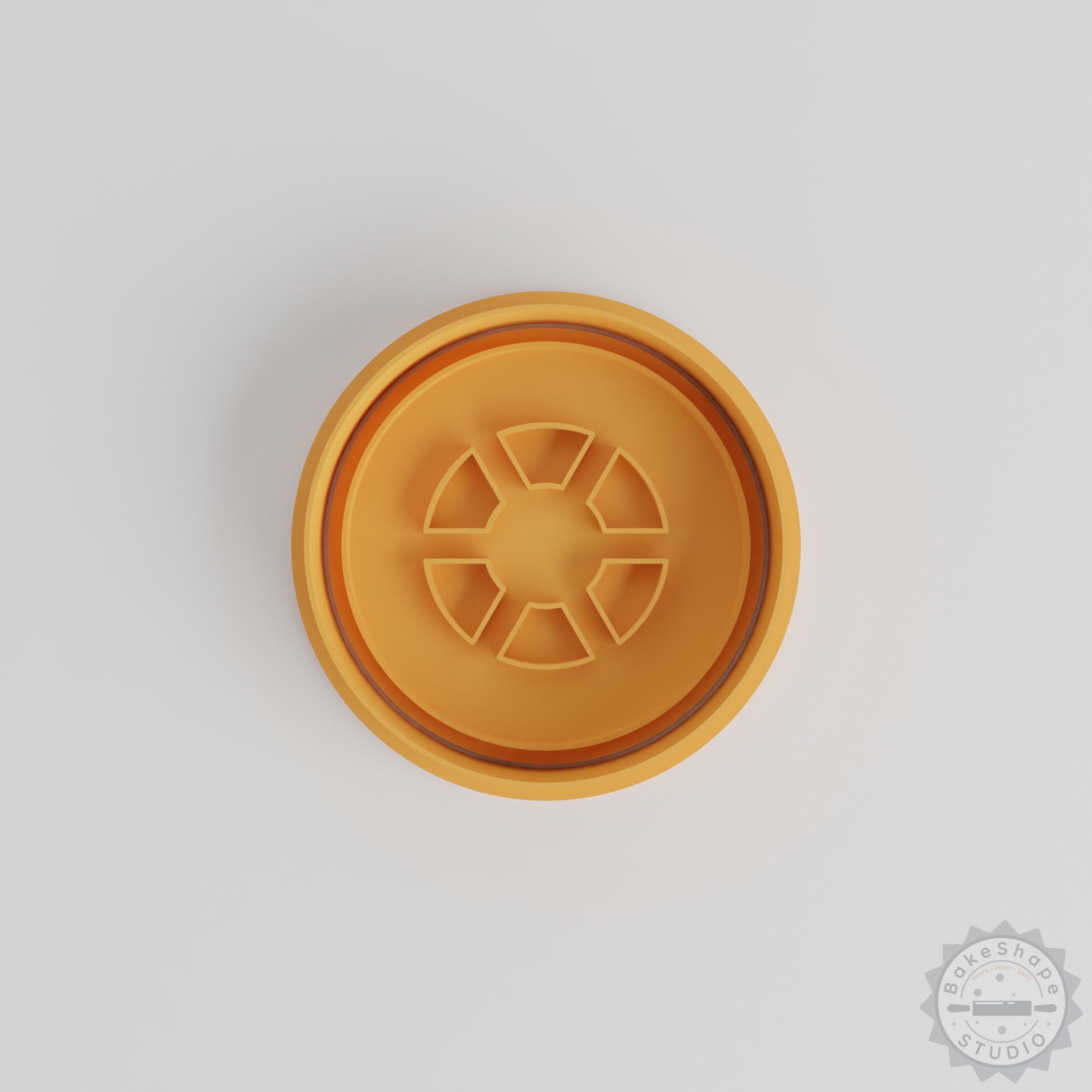 Wheel Shape Cutter and Stamp Set for Cookies, Fondant - 6 Piece Round Wheel Design, Sizes S/M/L