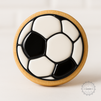 Decorated example 1 of Football Shape Cutter & Stamp Set, Perfect for Cookies & Fondant, 6-Pcs 3 Sizes - Sport, Game, Goal