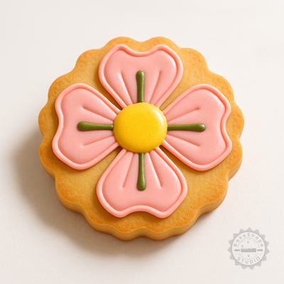 Decorated example 1 of Anemone Shape Cutter & Stamp Set, 6-Piece Cookie, Fondant Floral Bloom Tool, S/M/L Sizes