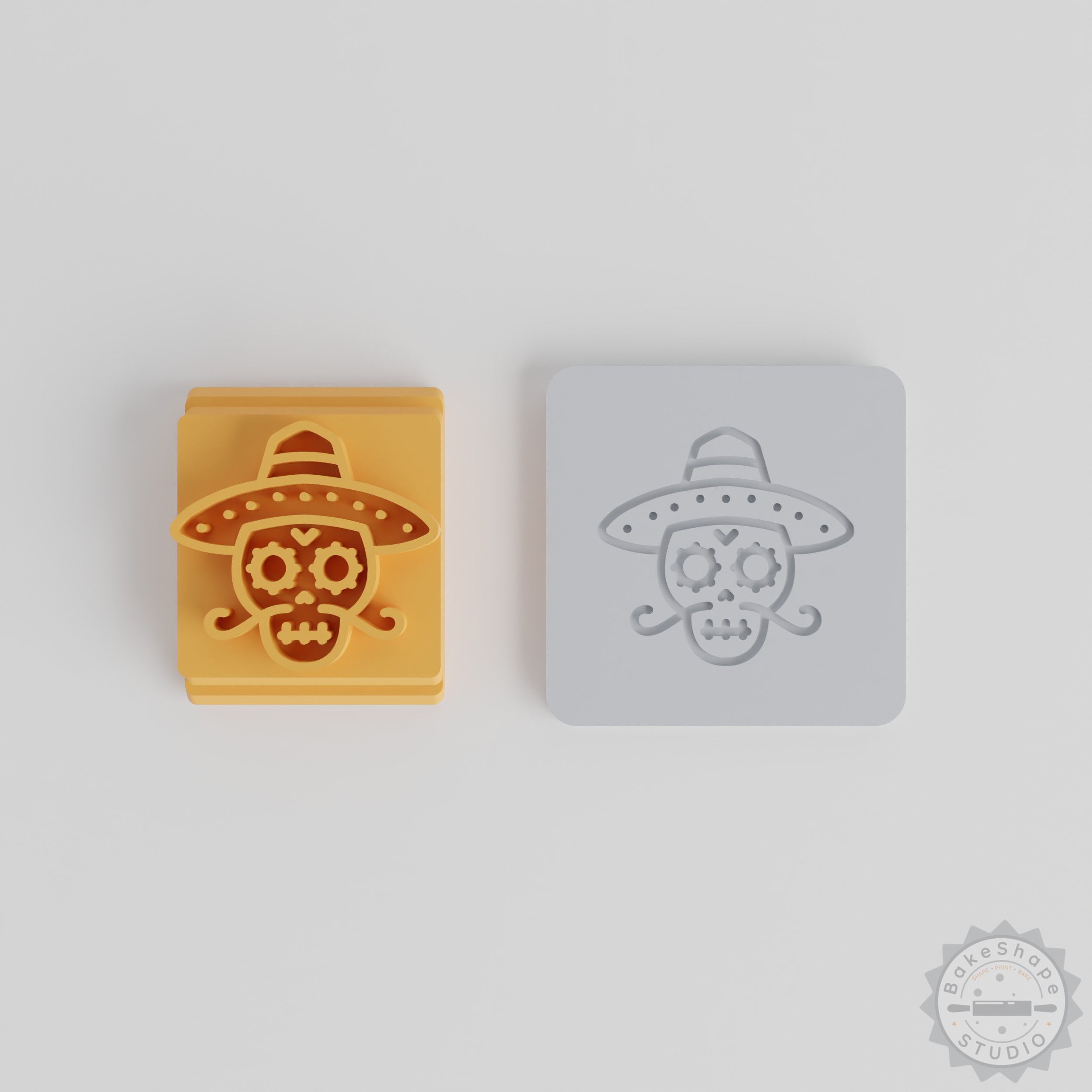 Skull Stamp Tile Set, 5-Piece, for Clay, Cookies, Fondant, Featuring Day of the Dead Mexican Sugar Skull Designs