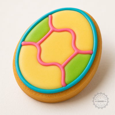 Decorated example 1 of Easter Egg Shape Cutter and Stamp Set, Perfect for Cookies and Fondant, 6-Piece Collection in S/M/L Sizes
