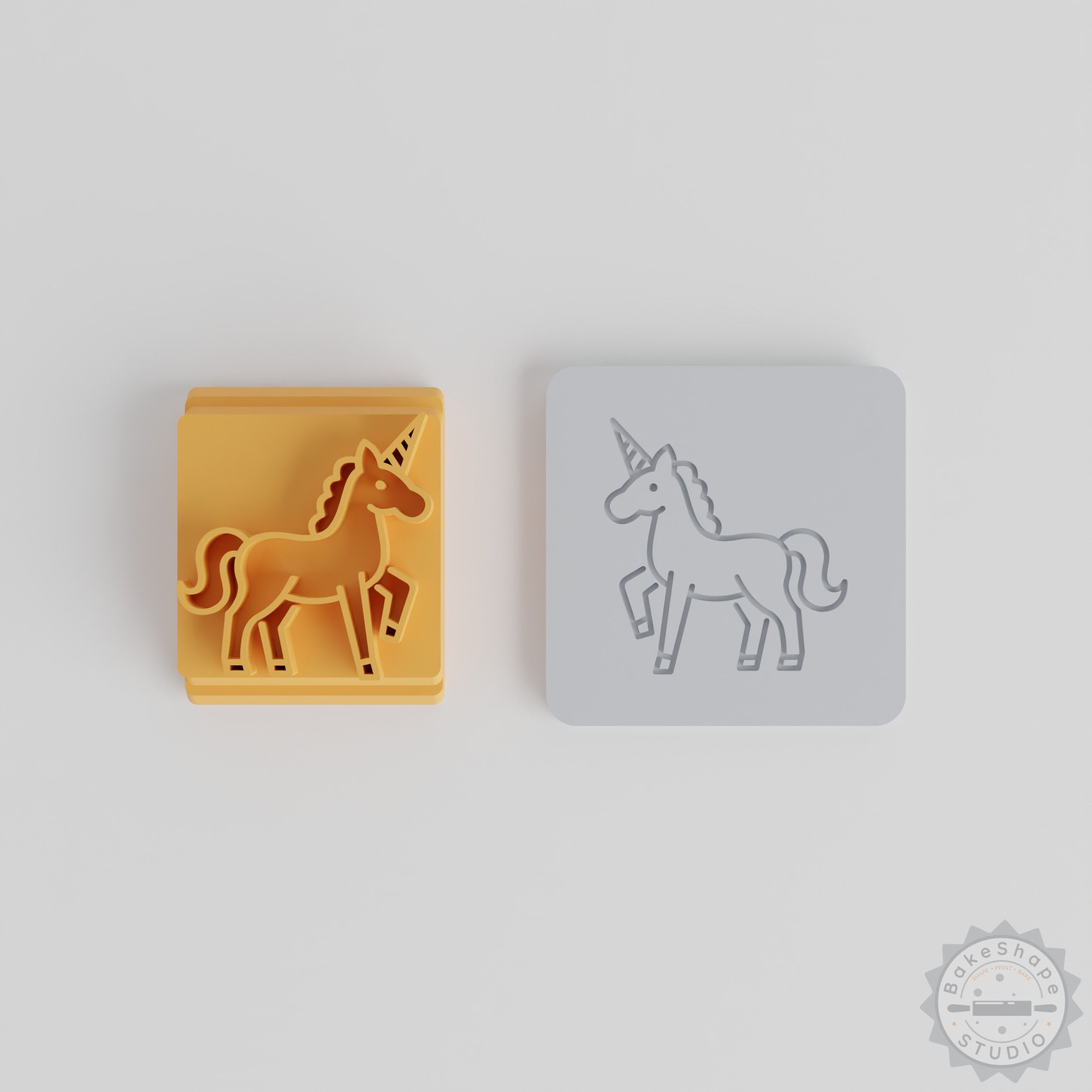 Unicorn stamp tile set featuring five sizes for clay and cookie crafting STL