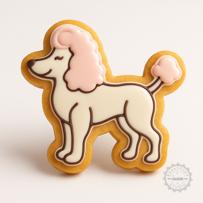 Decorated example 1 of Poodle Shape Cutter and Stamp Set, Perfect for Cookies and Fondant, Includes 6 Pieces in 3 Sizes (S/M/L)