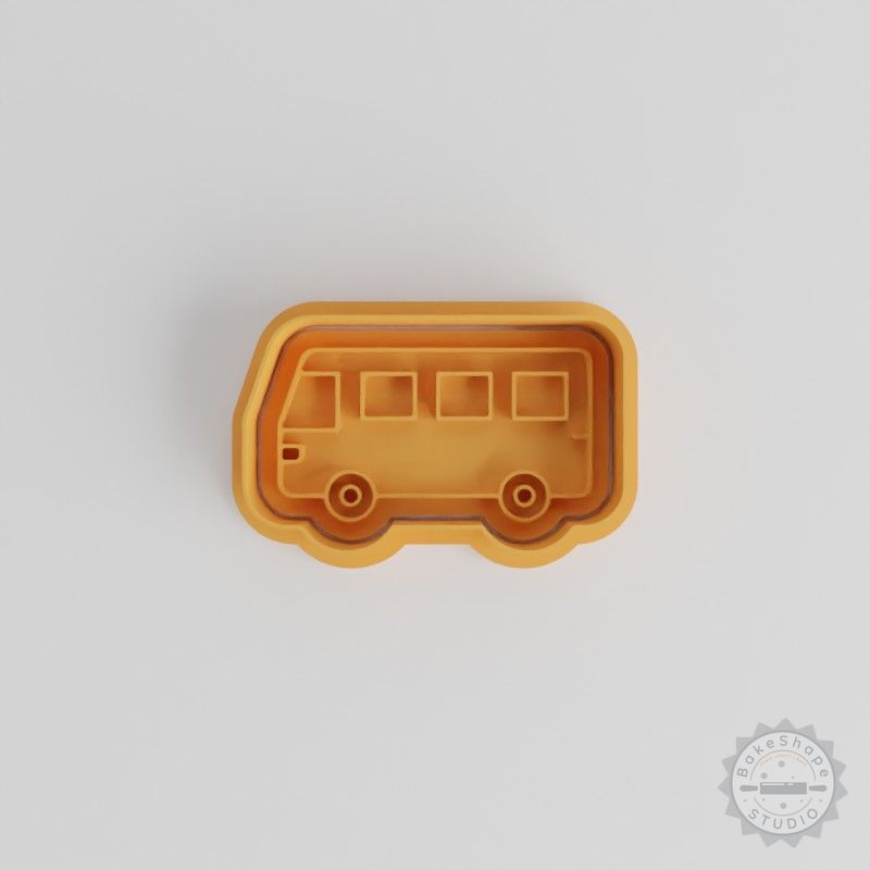 Bus Shape Cutter & Stamp Set, Perfect for Cookies & Fondant, S/M/L Sizes, 6-Piece Pack