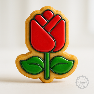 Decorated example 1 of Rose Shape Cookie Cutter and Stamp Set, Fondant Decorating Tools, 6-Piece, S/M/L Sizes