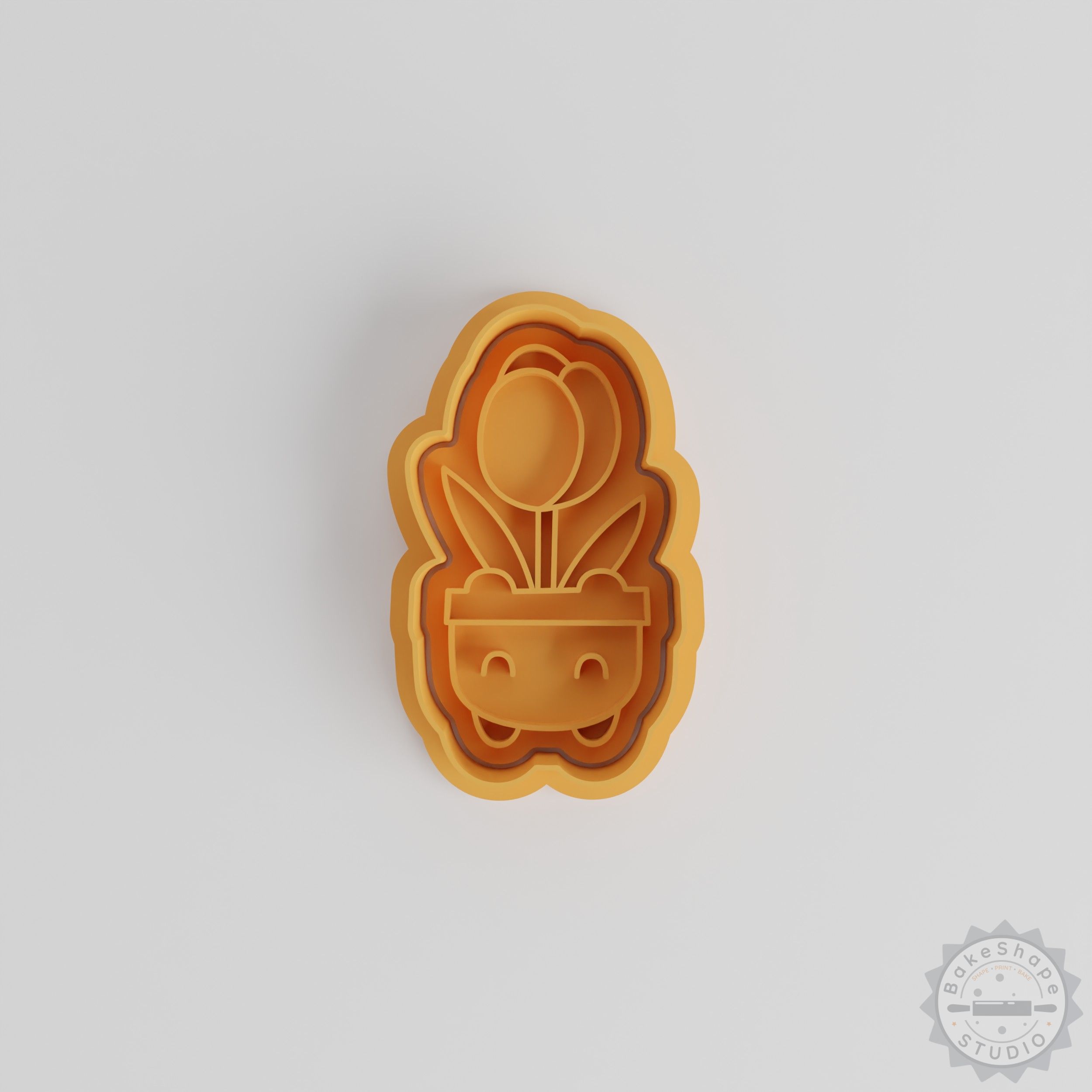 Tulip Flower Pot Cutter & Stamp Set, Cookie & Fondant Shapes, 6-Piece Spring Blossom Baking Tools