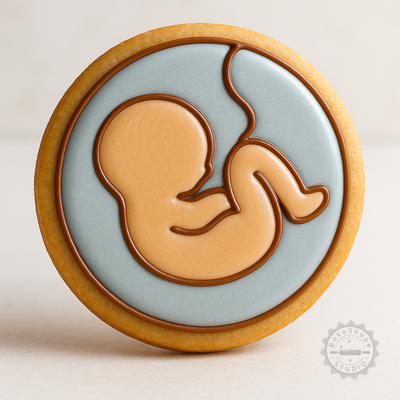 Decorated example 1 of Embryo Shape Cutter & Stamp Set, Cookie & Fondant Tools, 6 Pieces, S/M/L