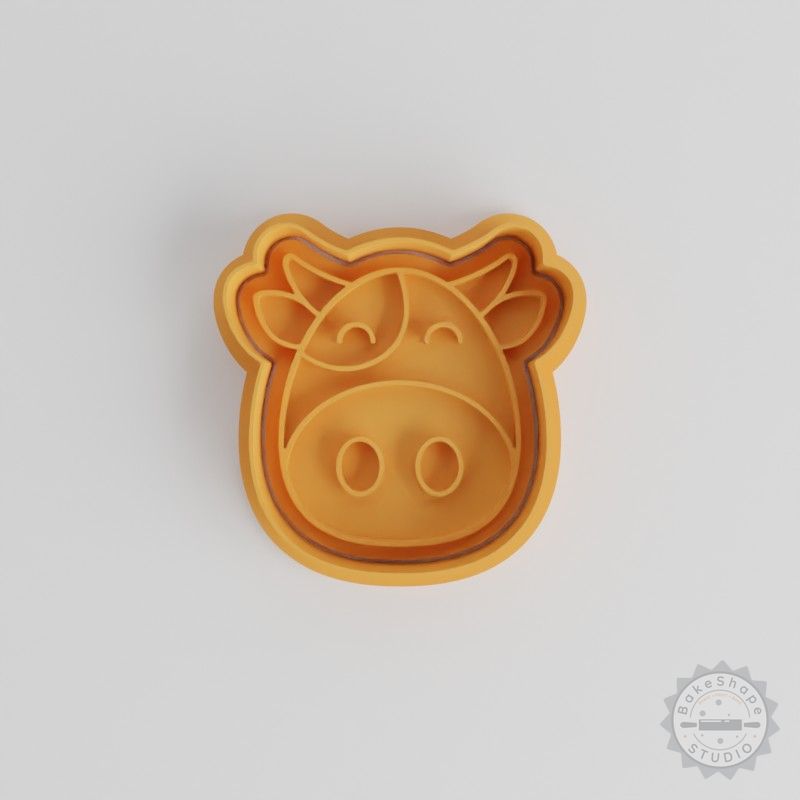 Cow Cookie Cutter and Stamp Set, 6-Piece, Multiple Sizes, Perfect for Cookies and Fondant