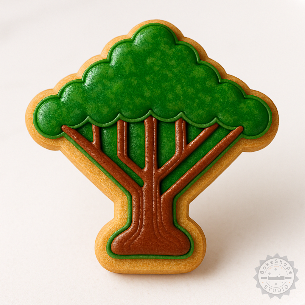 Decorated example 1 of Giant Tree Cookie Cutter Set, 6-Piece, Shape Cutter and Stamp for Cookies, Fondant, S/M/L