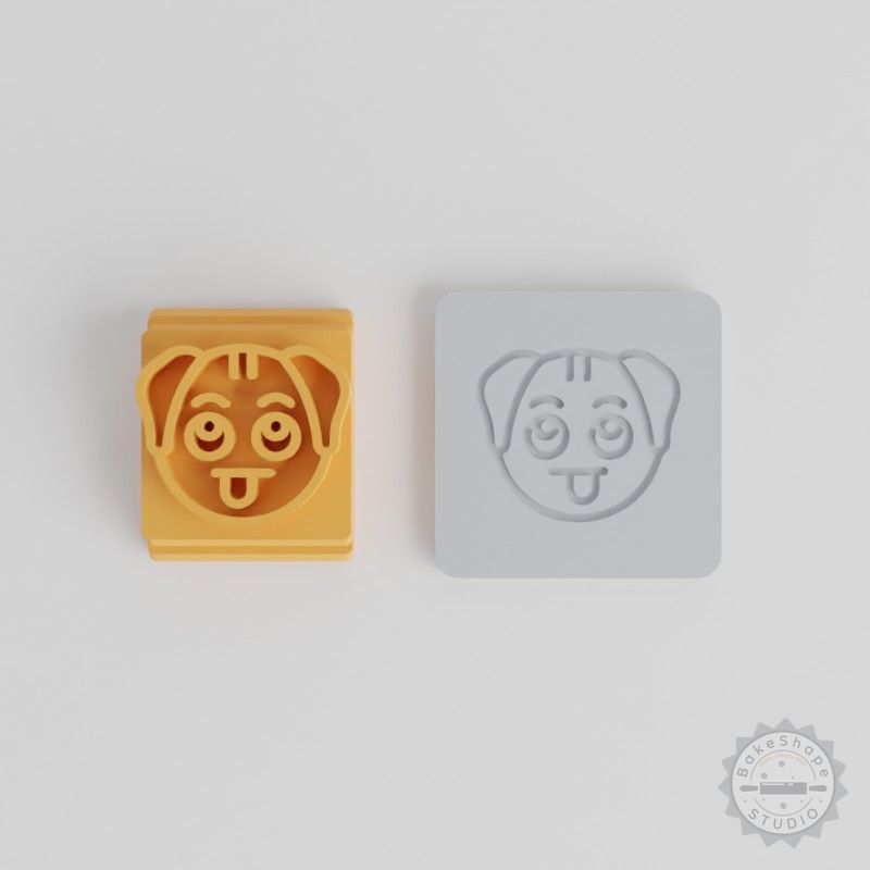 Funny Stamp Tile Set for Clay, Cookies, Fondant - 5 Sizes, Dog Design