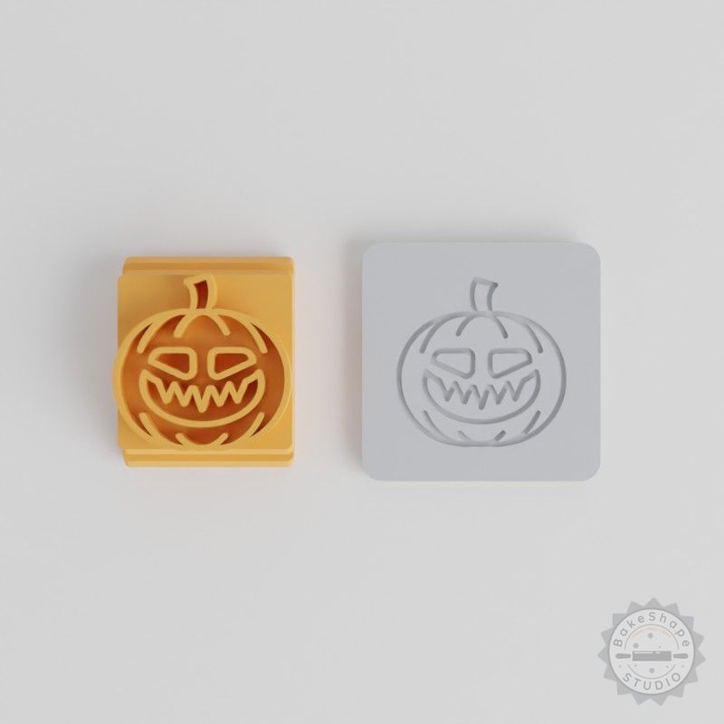 Evil Pumpkin Stamp Tile Set, 5 Sizes for Clay, Cookies, Fondant - Ideal Halloween Scary Pumpkin Design