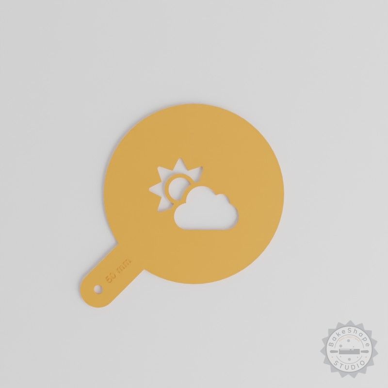 Cloud Sun Art Stencil Set, 5 Motif Sizes, Compatible with Sugar, Cocoa, Glitter for Latte and Decor