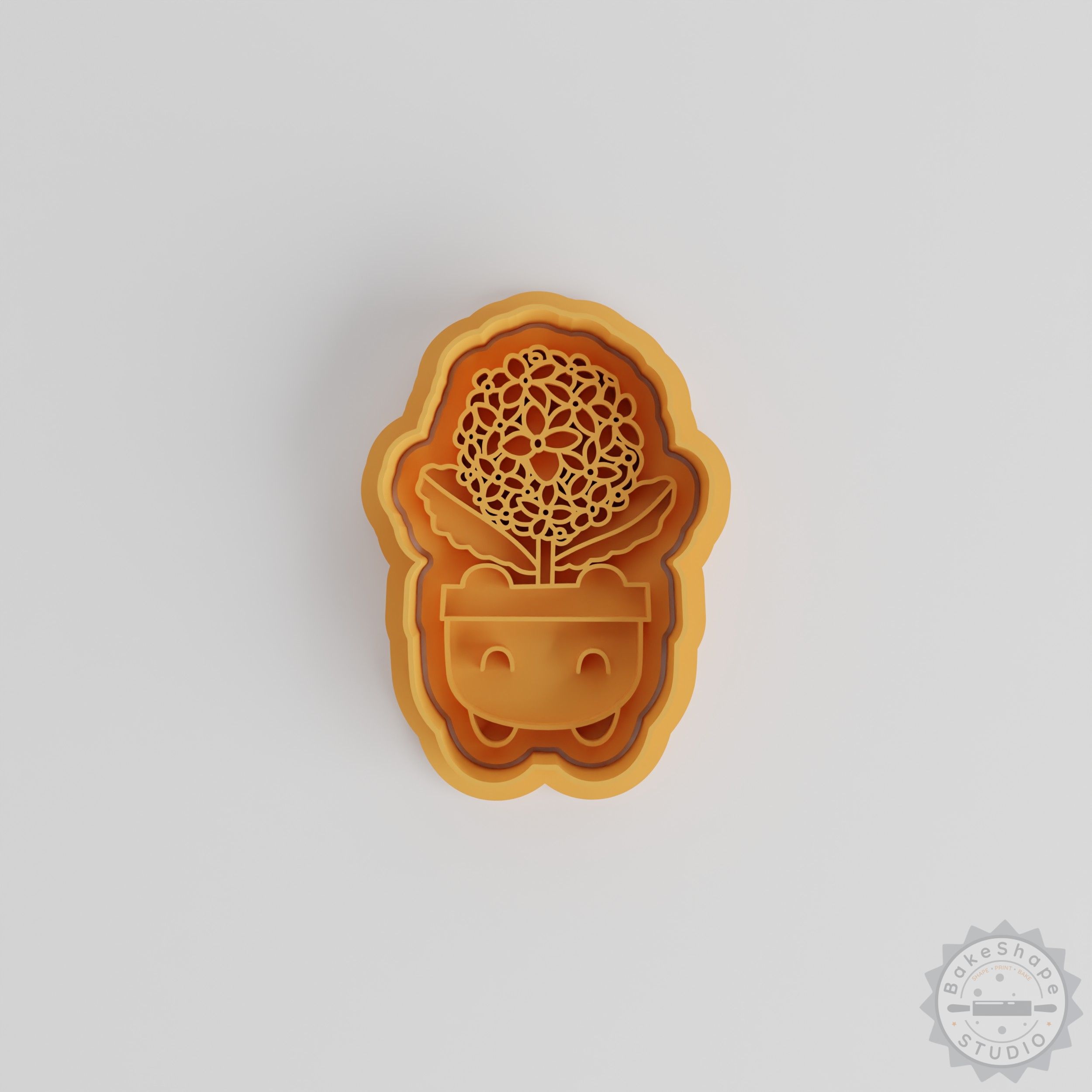 Hydrangea Flower Pot Shape Cutter & Stamp Set, 6 Pcs, S/M/L, Cookie & Fondant Decorating