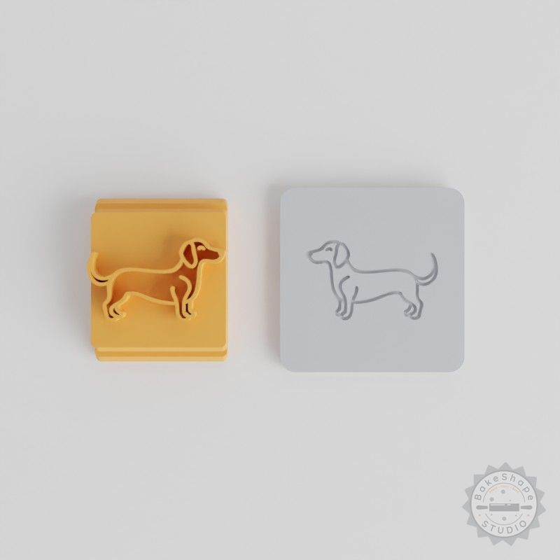 Dachshund Stamp Tile Set, 5 Sizes for Clay, Cookies, Fondant, Wiener Dog Design