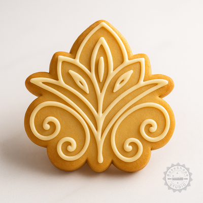 Decorated example 1 of Flower Shaped Cookie Cutter & Stamp Set, 6-Piece, Blooming Skull Skull Flower, Fondant, S/M/L Sizes