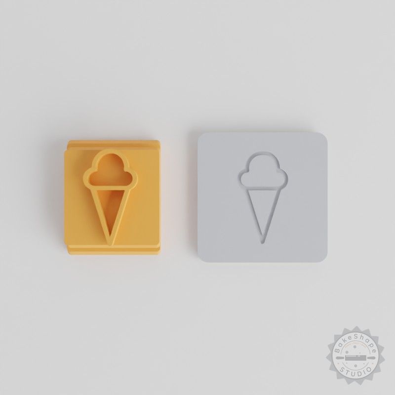 Ice Cream Cone Stamp Tile Set, 5 Sizes, Perfect for Clay, Cookies, Fondant