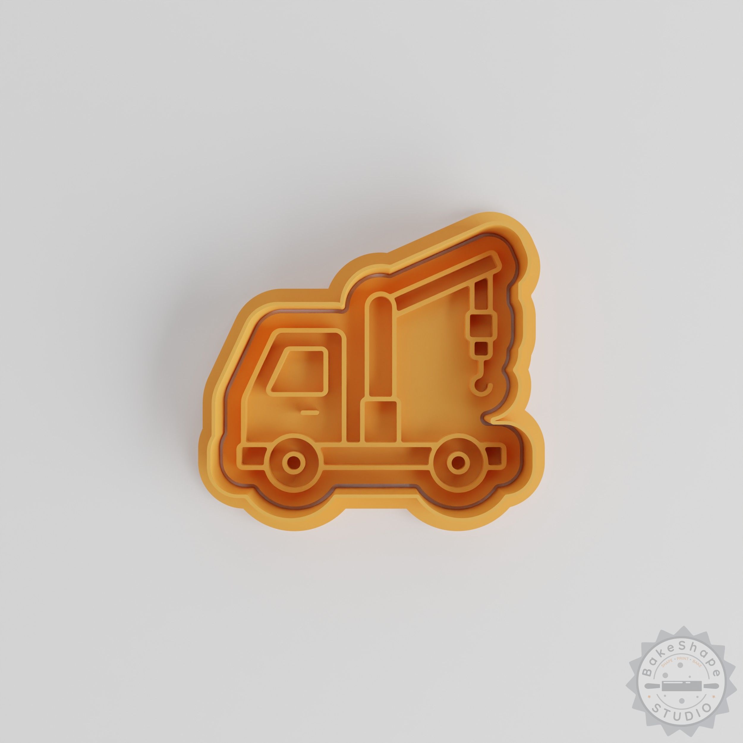 Crane Truck Cutter Stamp Set, 6-Piece, Cookie Fondant Decoration, Construction Vehicle Design, S/M/L Sizes