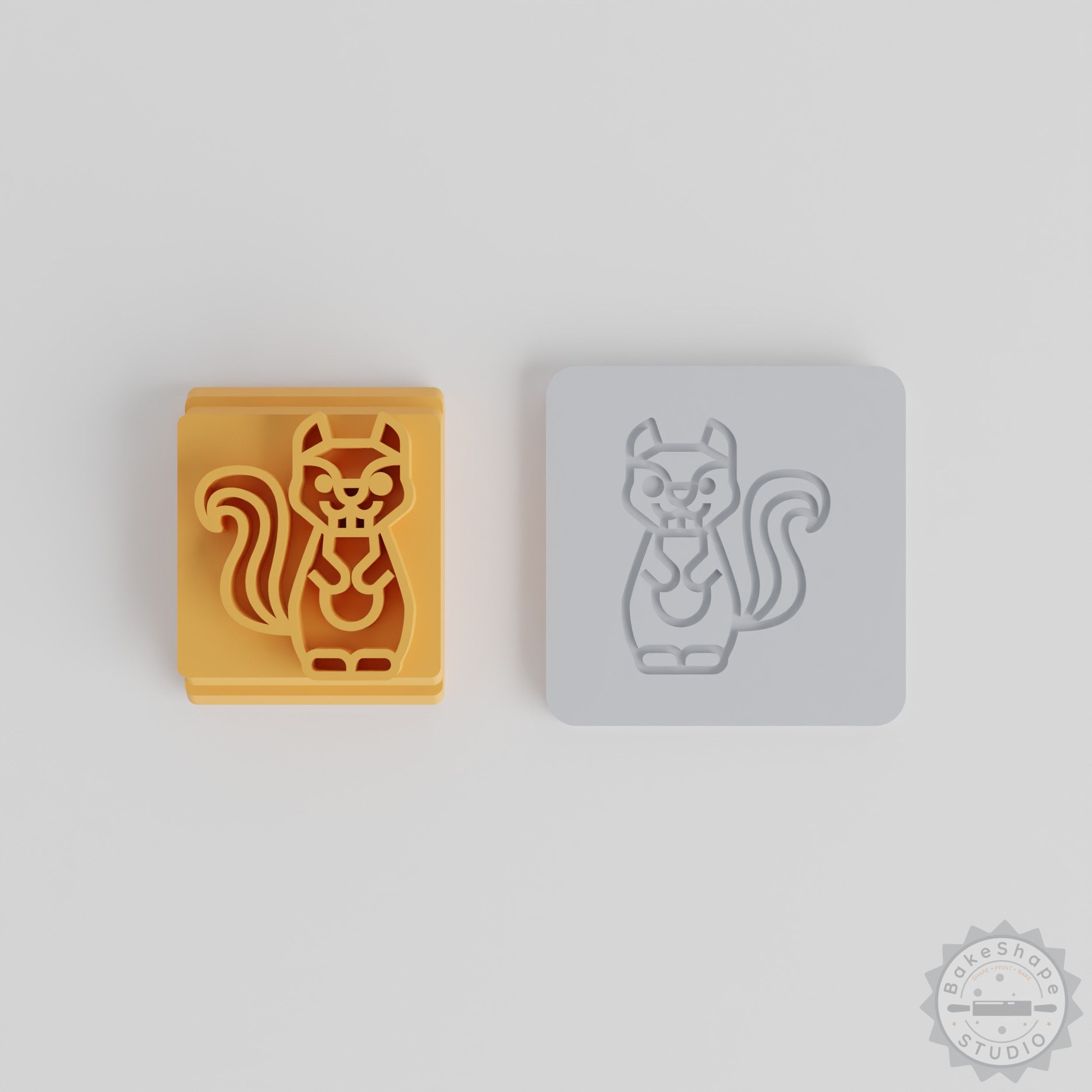 Squirrel Stamp Tile Set - 5 Sizes for Clay, Cookie, Fondant Designs, Forest Animal Motif