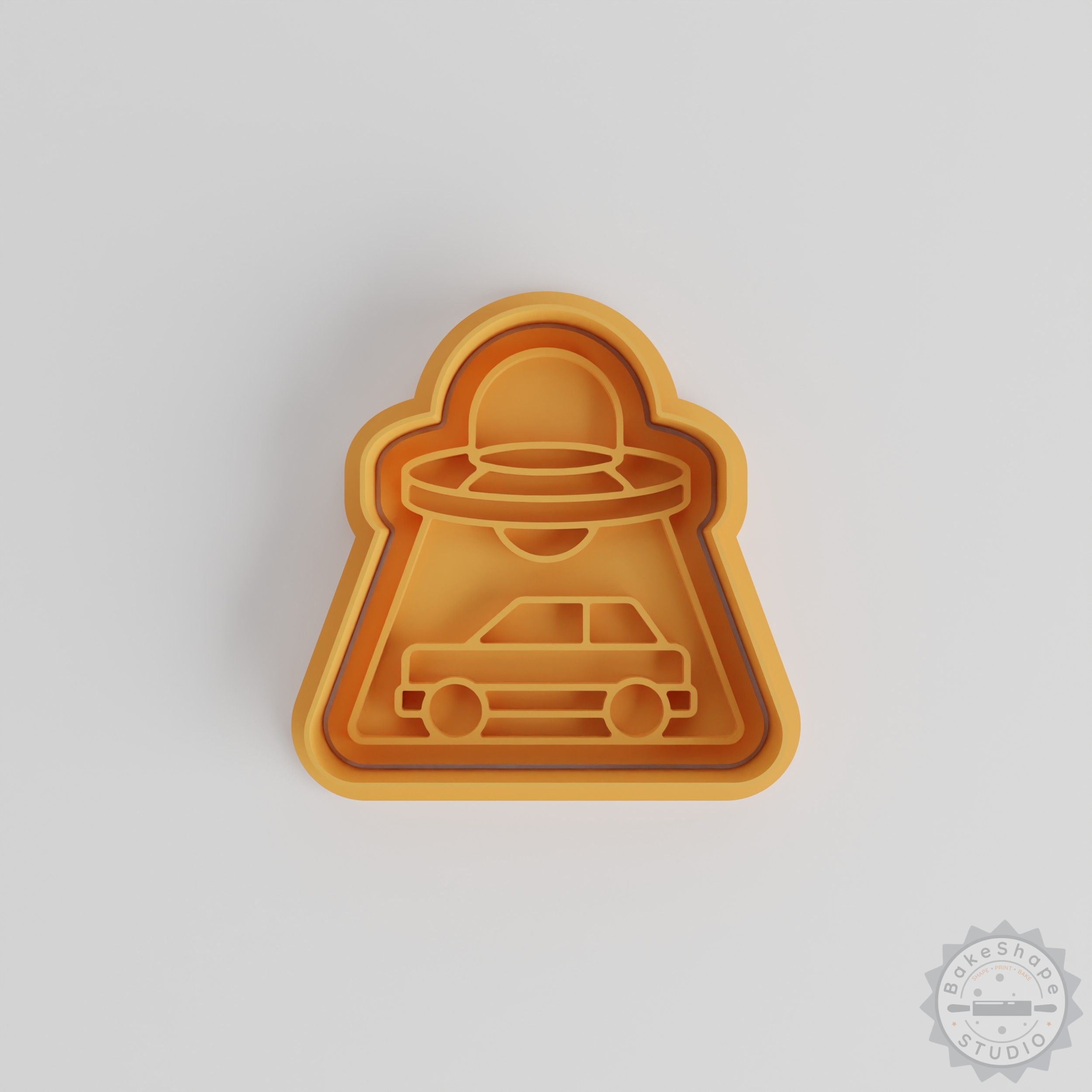 UFO Taking Car Cookie Cutter Stamp Set, 6-Piece, Alien Space Theme, Perfect for Cookies & Fondant
