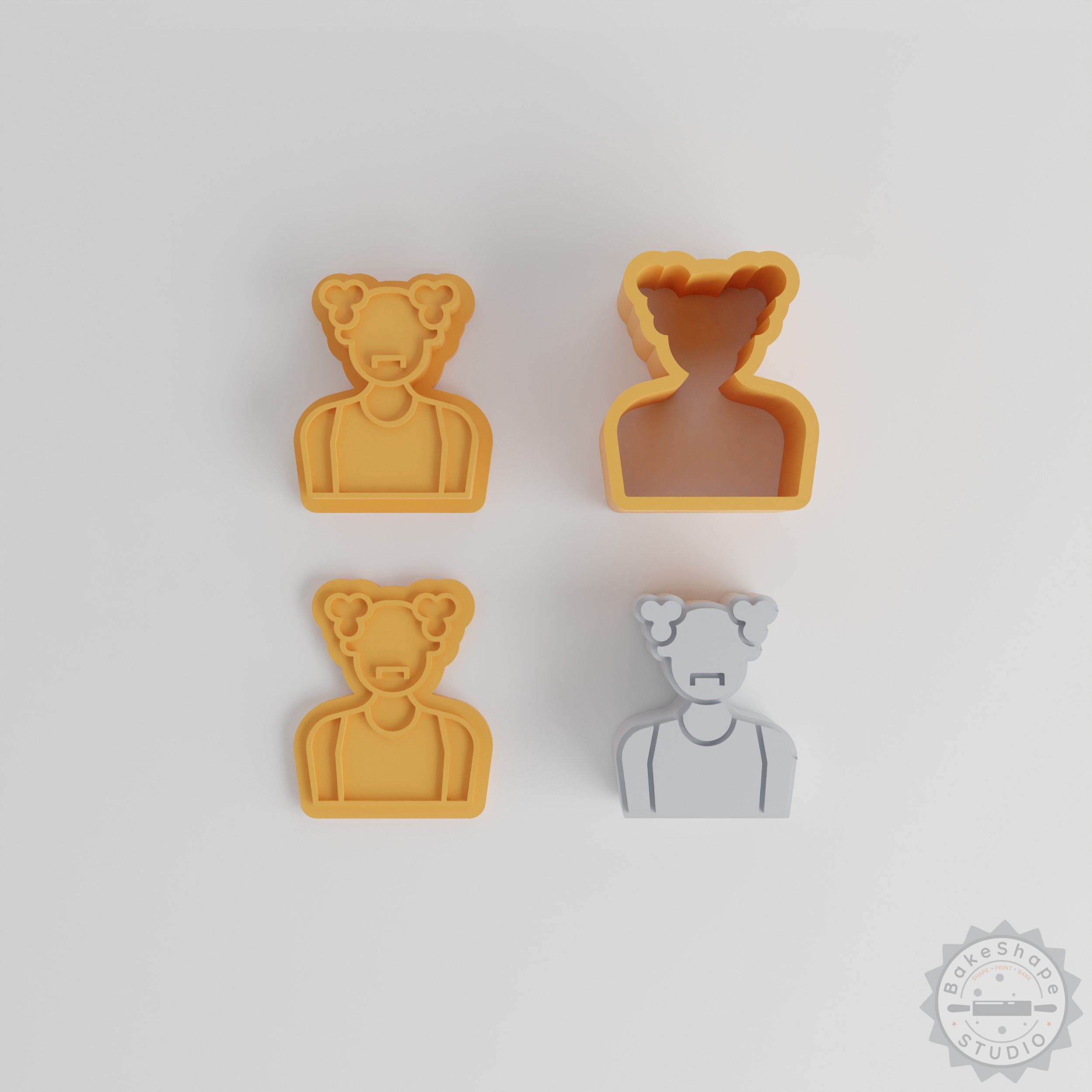 Old Man Bath Bomb Mold Set, Elderly Man Design, 12-Piece, XS to L Sizes