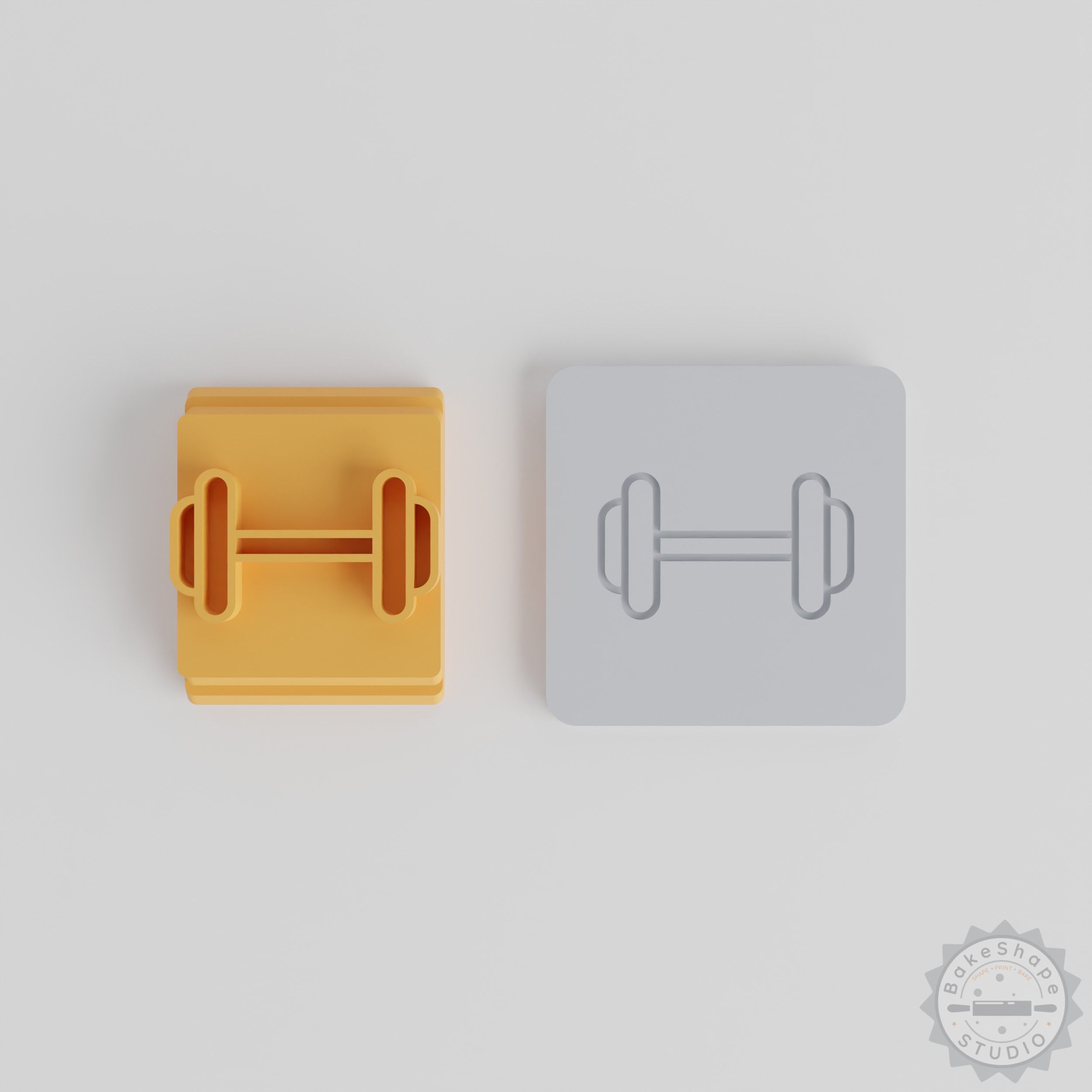 Dumbbell Stamp Tile Set, 5 Sizes for Clay, Fondant, Cookies, Fitness Motif Design