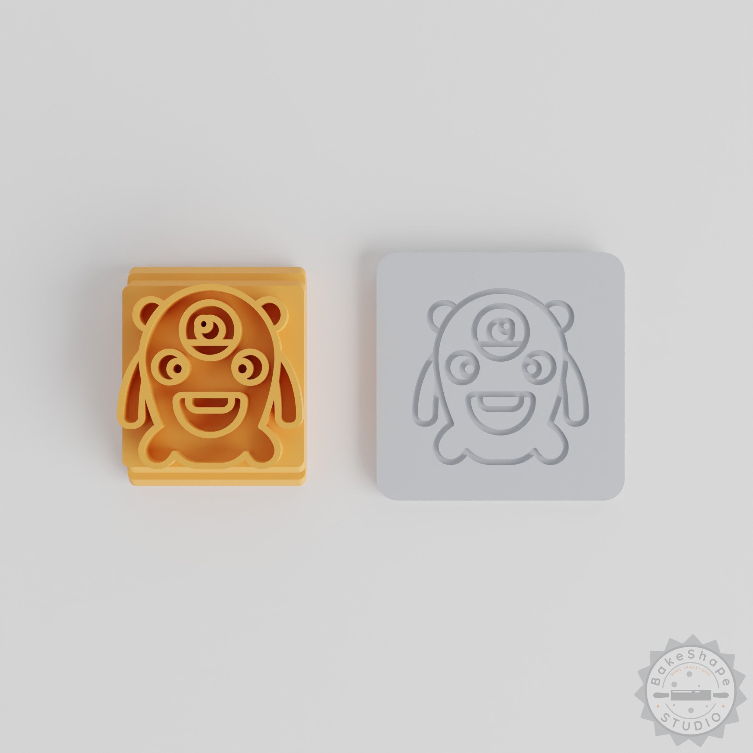 Three Eyes Monster Stamp Tile Set, 5 Sizes, Perfect for Clay, Cookies, Fondant