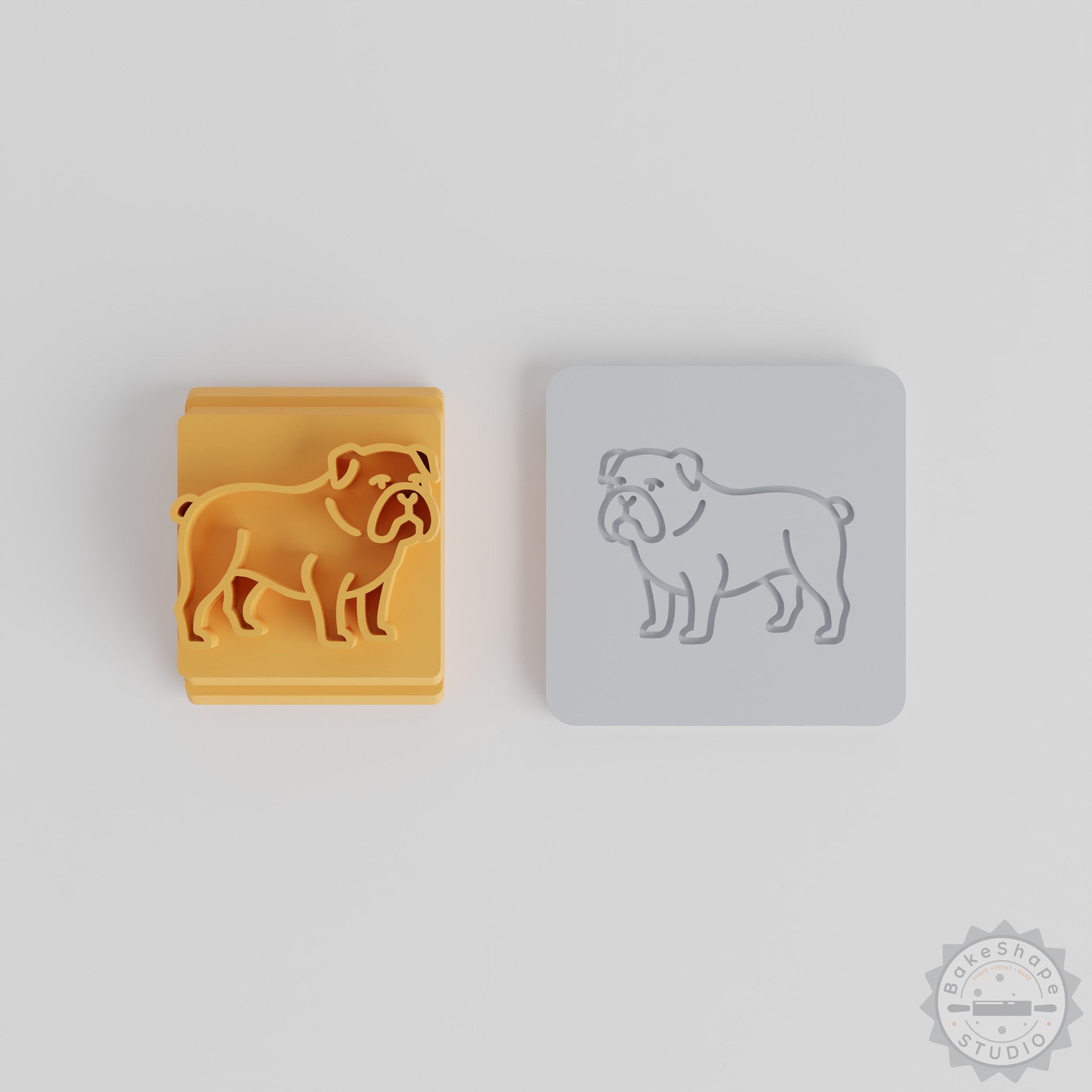Bulldog Stamp Tile Set, 5 Sizes for Clay, Cookies, Fondant, Pet Puppy Design