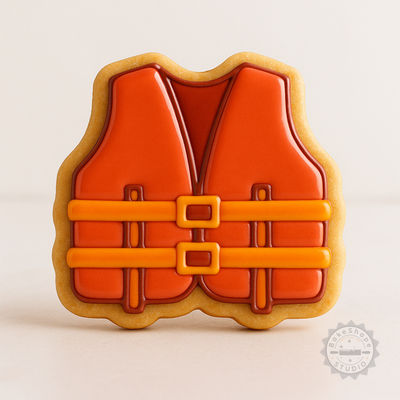 Decorated example 1 of Life Jacket Set with Shape Cutter and Stamp, Includes 6 Pieces in S/M/L for Swimming and Water Safety