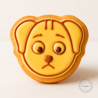 Decorated example 1 of Worry Cookie Cutter and Stamp Set, 6-Piece, Perfect for Fondant and Cookies, Includes S/M/L Sizes