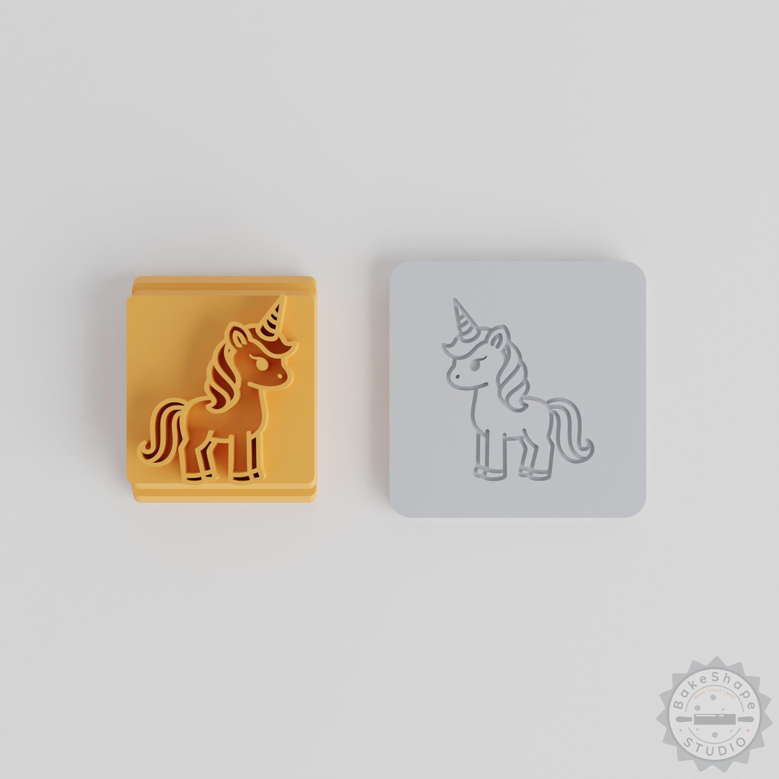 Unicorn stamp tile set with 5 sizes for clay and cookie crafting STL files