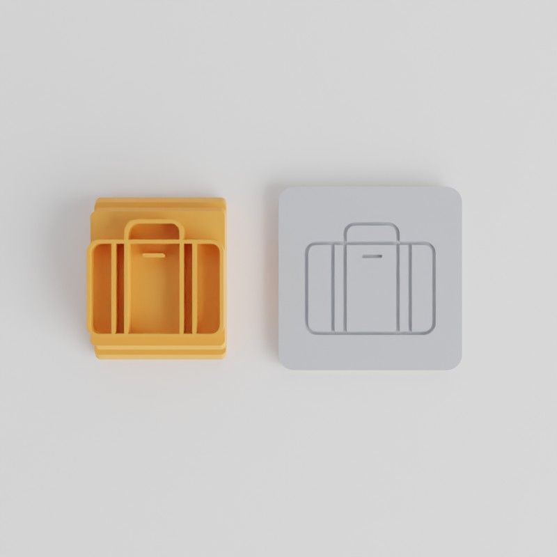 Suitcase Stamp Tile Set for Clay and Cookies, 5 Piece Soft Material Design Collection