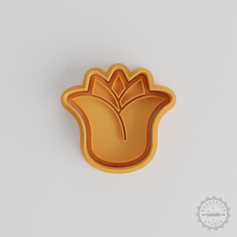 Tulip Shape Cutter & Stamp Set, S/M/L Sizes, Perfect for Cookies & Fondant, 6-Piece Floral Design