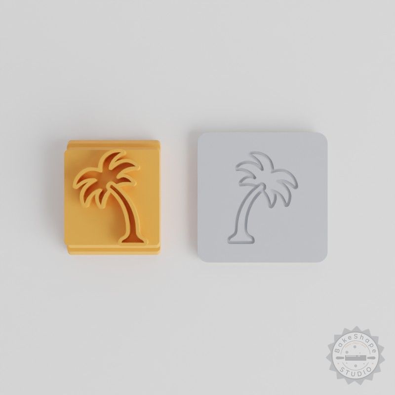 Palm Tree Stamp Tile Set for Clay Cookies Fondant, Tropical Designs in 5 Sizes
