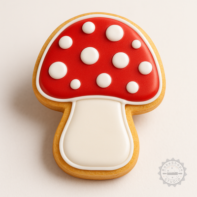 Decorated example 1 of Mushroom Shape Cutter and Stamp Set, Perfect for Cookies & Fondant, 3 Sizes, S/M/L