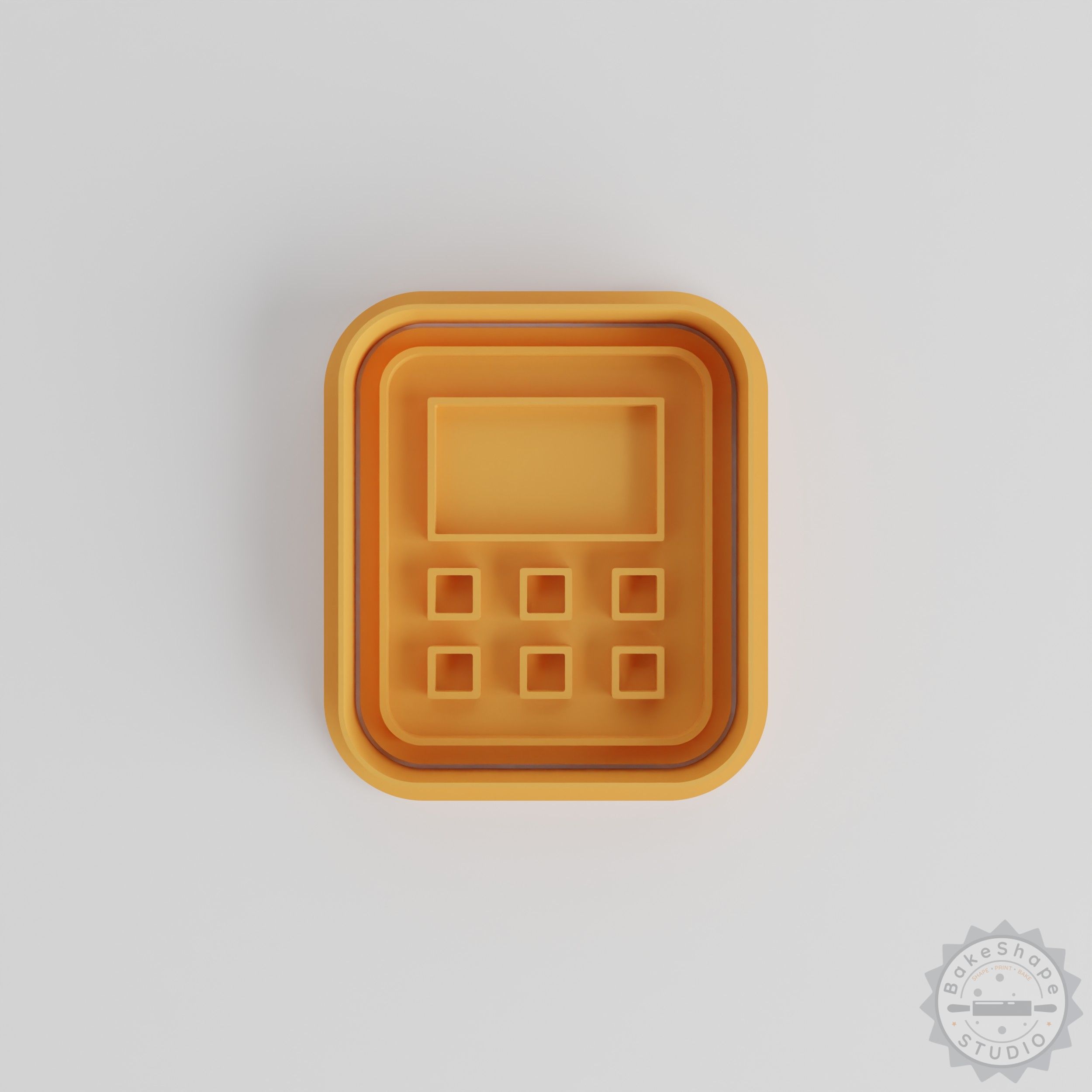 Calculator Bundle with Shape Cutter and Stamp for Cookies and Fondant, Includes 6 Pieces in 3 Sizes