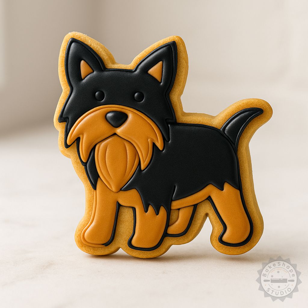 Yorkshire Terrier cookie cutter and stamp STL set in small, medium, and large sizes for 3D printing