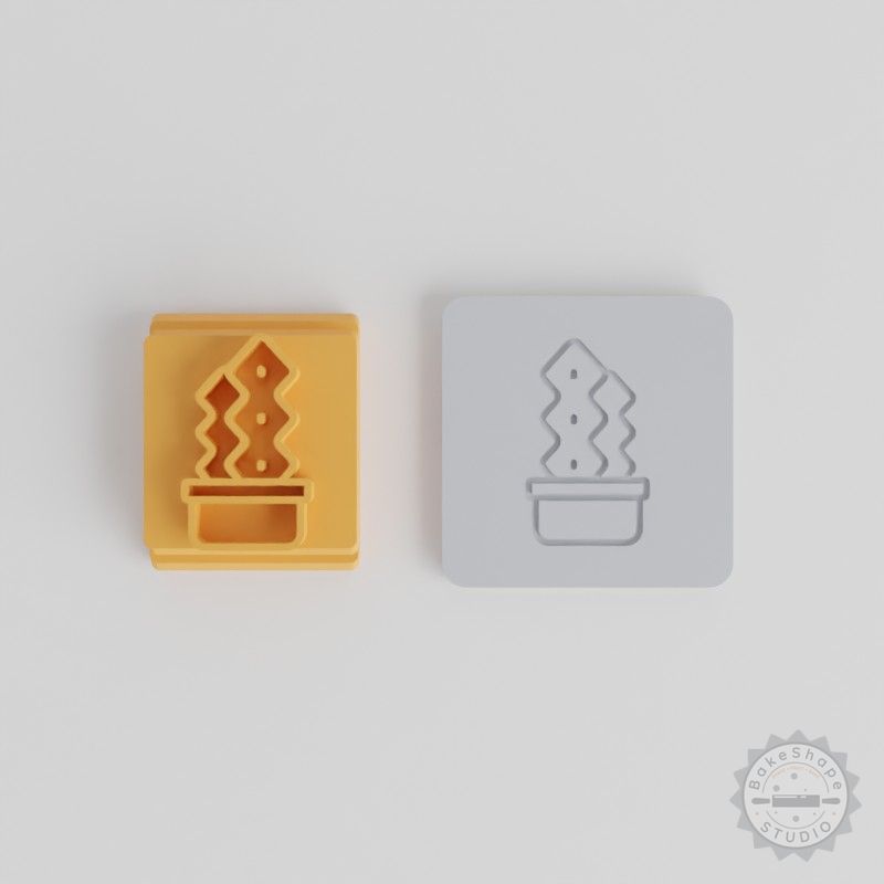 Zig Zag Cactus Stamp Tile Set, 5 Sizes for Clay, Cookies, Fondant Design