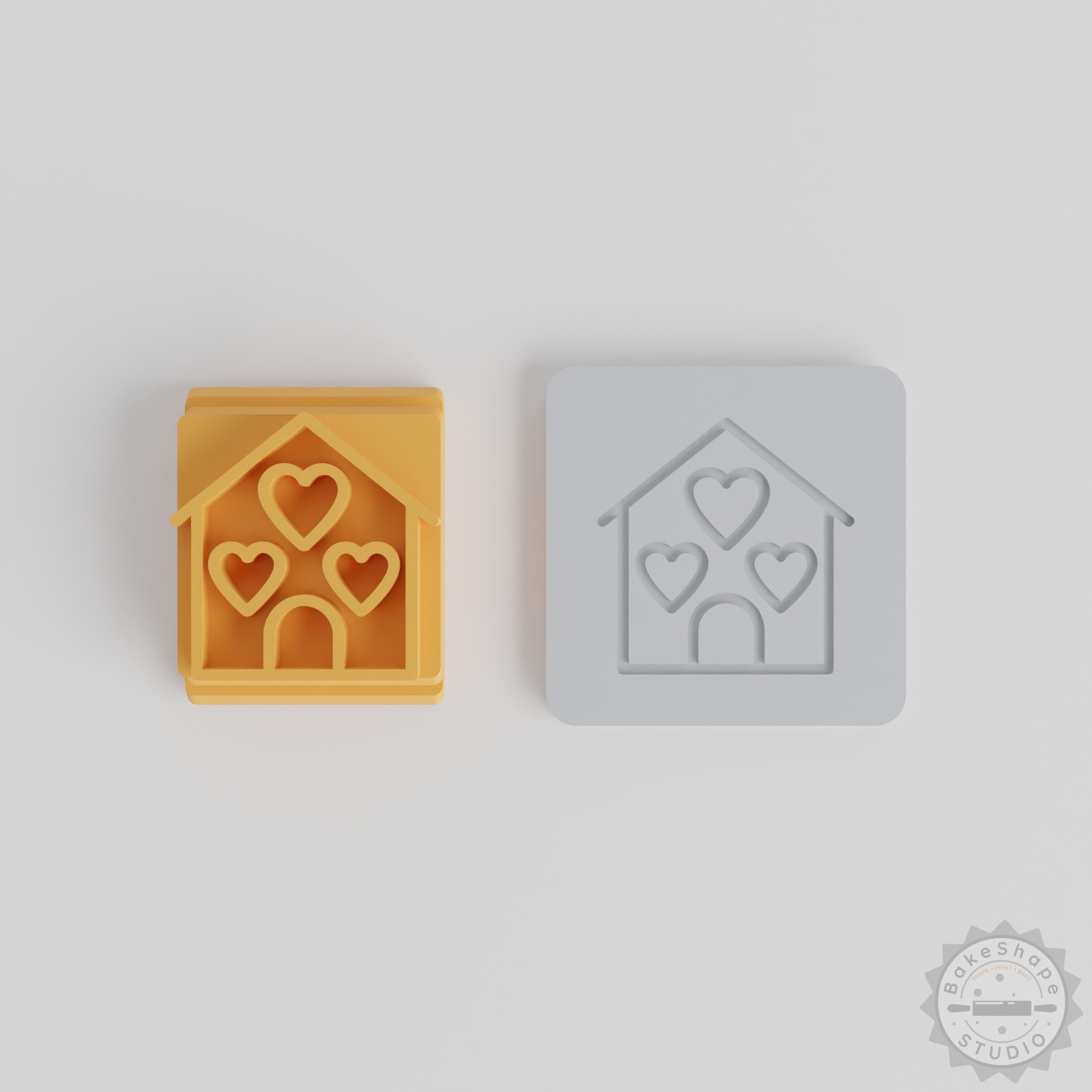 Love Home Stamp Tile Set for Clay and Cookies with 5 Motif Sizes - Heart and Home Design