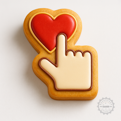 Decorated example 1 of Feelings Cookie Fondant Cutter Set, 6-Piece, Heart Gesture Valentine Love Sign