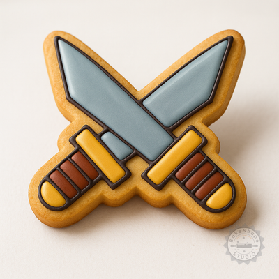 Decorated example 1 of Ninja Cookie Cutter and Stamp Set, Perfect for Cookies and Fondant, 6-Piece S/M/L Size