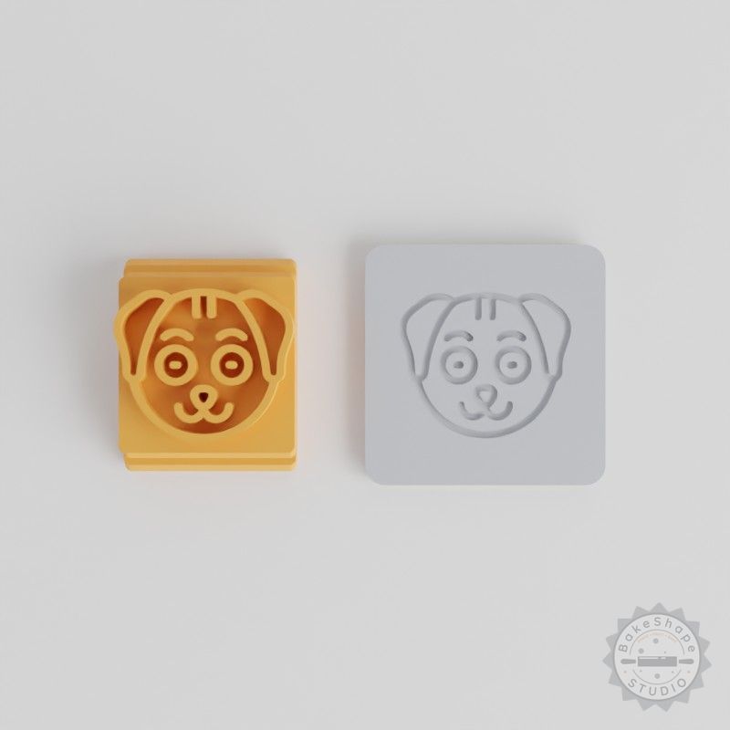 Cute Animal Stamp Tile Set, Puppy Face Dog Emoji, 5 Design Sizes for Clay, Cookies, Fondant