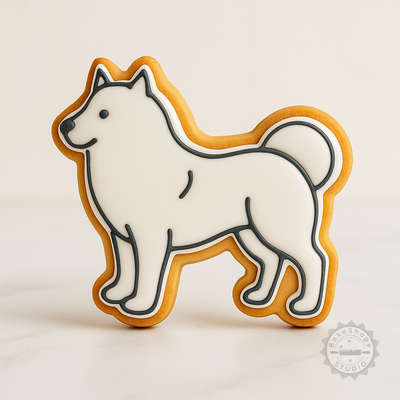 Decorated example 1 of Samoyed Cookie Fondant Cutter and Stamp Set, 6 Pieces, S/M/L Sizes, Perfect for Dog Lovers
