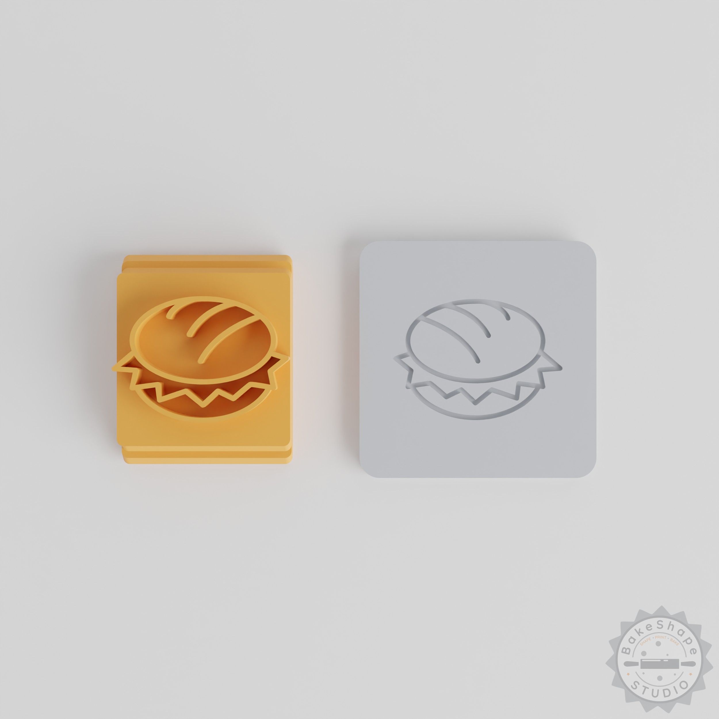 Hamburger Stamp Tile Set, 5 Piece Motif Sizes for Clay, Cookies, Fondant - Burger, Fast Food Design