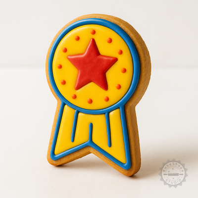 Decorated example 1 of Reward Shape Cutter and Stamp Set, Perfect for Cookies and Fondant, 6 Piece Collection with S/M/L Sizes