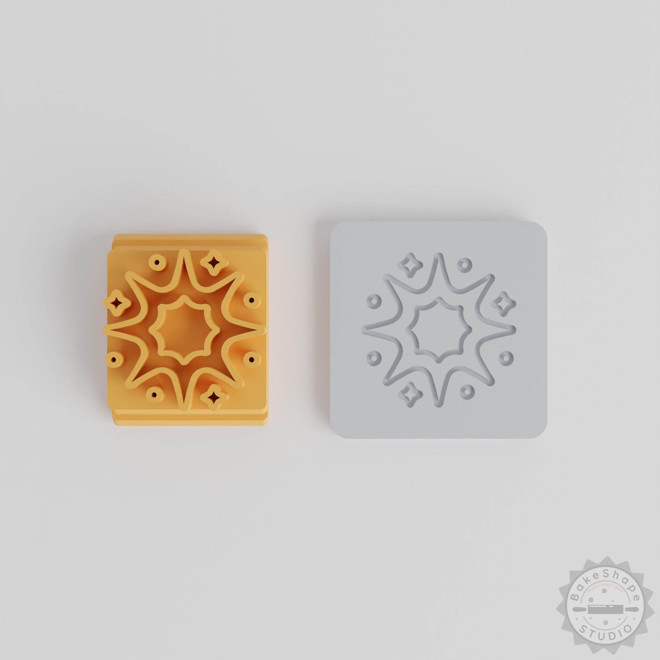 Supernova Stamp Tile Set, 5 Sizes for Clay, Cookies, Fondant, Cosmic Burst Design