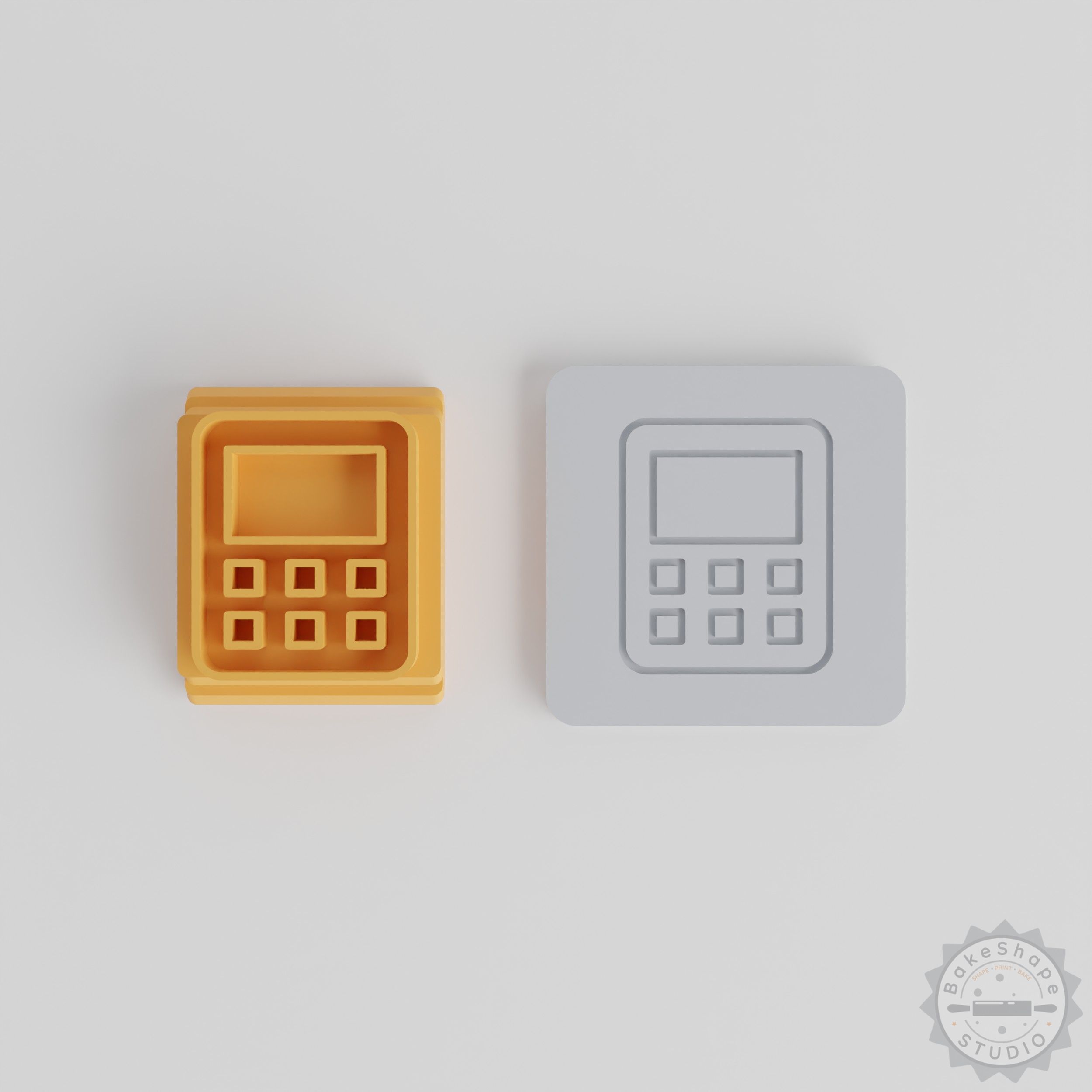Calculator with Stamp Tile Motifs, 5 Sizes for Clay, Cookies, Fondant, Soft Materials