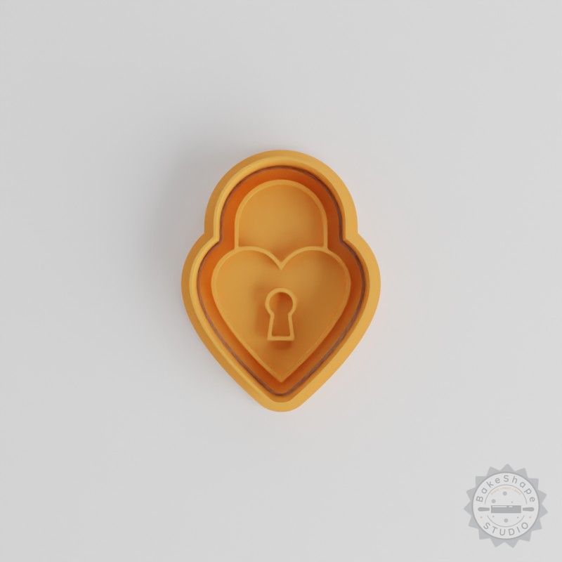 Heart Lock Cookie Stamp & Cutter Set, S/M/L, Perfect for Fondant, 6-Piece Shape Design